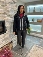 Black Embellished Trim Cardi Gina